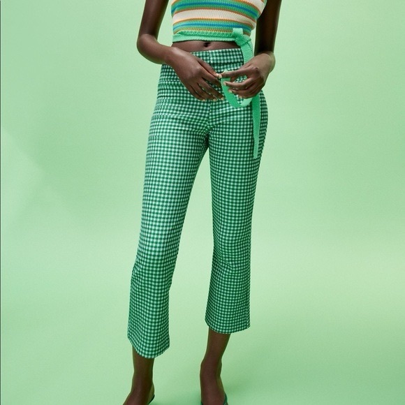 Zara Kids Green Checkered Pants - Picture 1 of 6